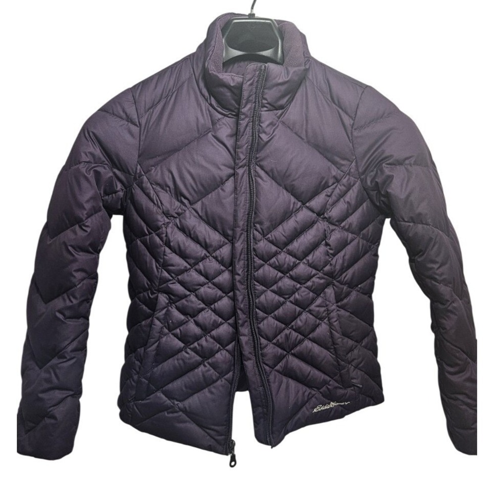 Eddie Bauer Down Puffer Coat Jacket‎ Womens Size S Quilted Full Zip Purple Light